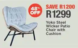 House & Home Yoko Steel Wicker Patio Chair with Cushion offer