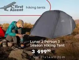 Outdoor Warehouse First Ascent Lunar 2 Person 3 Season Hiking Tent offer