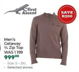 Outdoor Warehouse First Ascent Men's Getaway 1/4 Zip Top offer