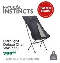 Outdoor Warehouse Natural Instincts Ultralight Deluxe Chair offer