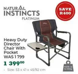 Outdoor Warehouse Natural Instincts Heavy Duty Director Chair With Pocket offer