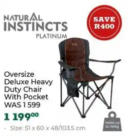 Outdoor Warehouse Natural Instincts Oversize Deluxe Heavy Duty Chair With Pocket offer