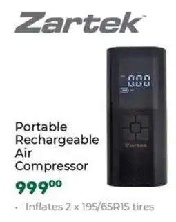Outdoor Warehouse Zartek Portable Rechargeable Air Compressor offer