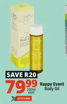 Checkers Happy Event Body Oil offer