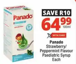 Checkers Panado Strawberry/ Peppermint Flavour Paediatric Syrup offer