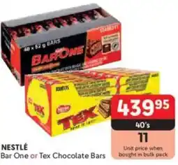 Makro NESTLÉ Bar One or Tex Chocolate Bars offer