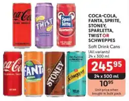 Makro COCA-COLA, FANTA, SPRITE, STONEY, SPARLETTA, TWIST OR SCHWEPPES Soft Drink Cans offer