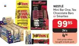 Makro NESTLÉ Mini Bar One, Tex Chocolate Bars or Smarties offer