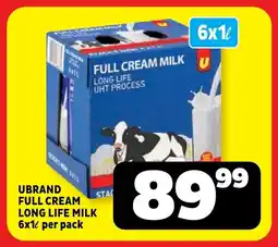 Usave Ubrand full cream long life milk offer