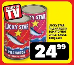 Usave Lucky star pilchards in tomato/hot chilli sauce offer