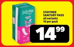 Usave Stayfree sanitary pads all variants offer