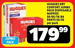 Usave Huggies dry comfort jumbo pack disposable nappies/ pants offer