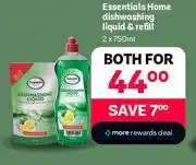 PEP Essentials Home Dishwashing Liquid & Refill-For 2 x 750ml offer