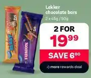 PEP Lekker Chocolate Bars-For 2 x 45g/50g offer