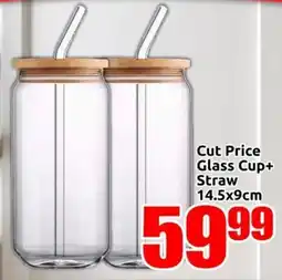 Three Star Cash and Carry Cut Price Glass Cup + Straw offer