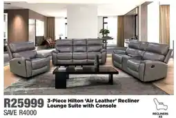 House & Home Hilton Air Leather Recliner Lounge Suite with Console offer