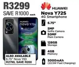 House & Home HUAWEI Nova Y72S 4G Smartphone offer