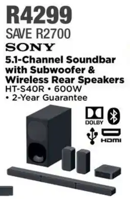 House & Home SONY 5.1-Channel Soundbar with Subwoofer & Wireless Rear Speakers offer