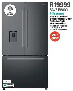 House & Home Hisense Black Stainless Steel French-Door Side-by-Side Water-on-Tap Freezer-Fridge offer