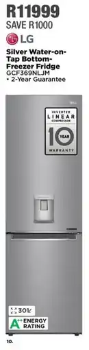 House & Home LG Silver Water-on-Tap Bottom-Freezer Fridge offer