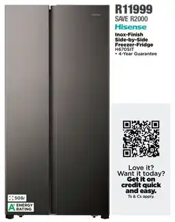 House & Home Hisense Inox-Finish Side-by-Side Freezer-Fridge offer