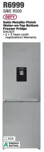 House & Home DEFY Satin Metallic-Finish Water-on-Tap Bottom Freezer Fridge offer