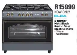 House & Home ELBA 5-Burner Matt Black Rustic Gas/ Electric Stove offer