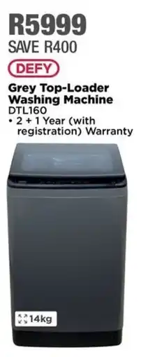 House & Home DEFY Grey Top-Loader Washing Machine offer