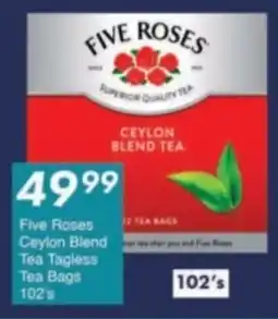 President Hyper Five Roses Ceylon Blend Tea Tagless Tea Bags offer