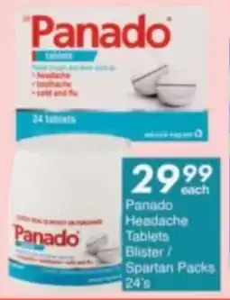 Panado Headache Tablets Blister/ Spartan Packs