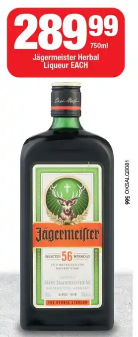 OK Liquor Jägermeister Herbal Liqueur offer