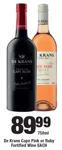 OK Liquor De Krans Cape Pink or Ruby Fortified Wine offer