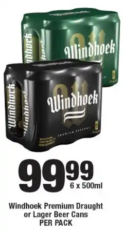 OK Liquor Windhoek Premium Draught or Lager Beer Cans offer