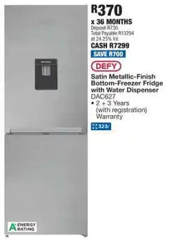 OK Furniture DEFY Satin Metallic-Finish Bottom-Freezer Fridge with Water Dispenser DAC627 offer