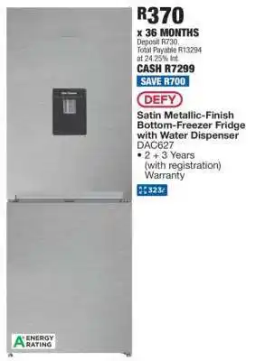 OK Furniture DEFY Satin Metallic-Finish Bottom-Freezer Fridge with Water Dispenser DAC627 offer