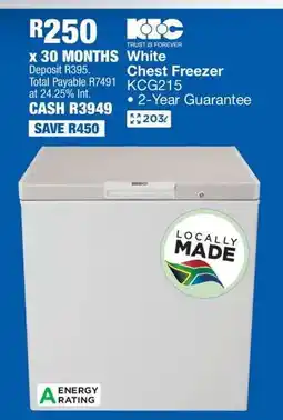 OK Furniture White Chest Freezer KCG215 offer