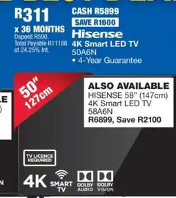 OK Furniture Hisense 4K Smart LED TV 50A6N offer