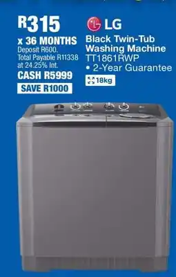 OK Furniture LG Black Twin-Tub Washing Machine TT1861RWP offer