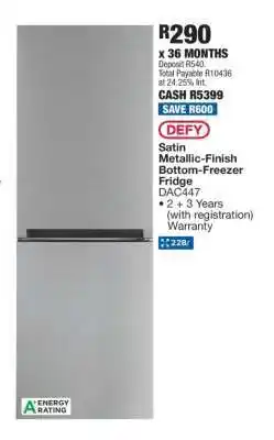 OK Furniture Defy Satin Metallic-Finish Bottom-Freezer Fridge DAC447 offer