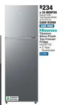 OK Furniture Hisense Titanium Silver-Finish Top-Freezer Fridge H225TTS offer