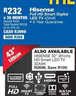 OK Furniture Hisense Full HD Smart Digital LED TV 43A4K offer