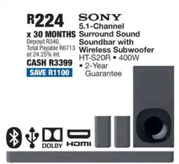 OK Furniture Sony 5.1-Channel Surround Sound Soundbar with Wireless Subwoofer offer