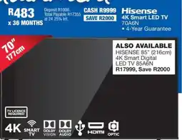 OK Furniture Hisense 4K Smart LED TV 70A6N offer