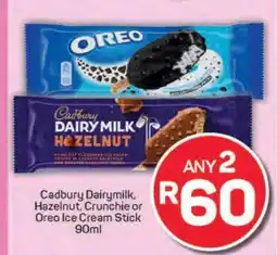 Pick n Pay Cadbury Dairymilk, Hazelnut, Crunchie or Oreo Ice Cream Stick 90ml offer