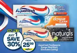 Pick n Pay Aquafresh Toothpaste Range 75ml Each (Excludes Cavity) offer