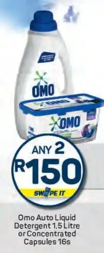 Pick n Pay Omo Auto Liquid Detergent 1.5 Litre or Concentrated Capsules 16s offer