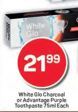 Pick n Pay White Glo Charcoal or Advantage Purple Toothpaste 75ml Each offer