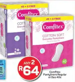 Pick n Pay Comfitex Pantyliners Regular or Deo 40s offer