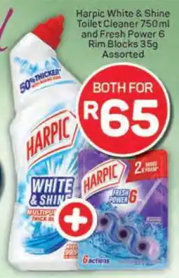 Pick n Pay Harpic White & Shine Toilet Cleaner 750ml and Fresh Power 6 Rim Blocks 35g Assorted offer