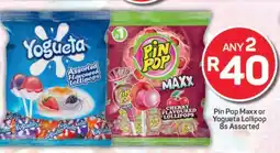 Pick n Pay Pin Pop Maxx or Yogueta Lollipop 8s Assorted offer